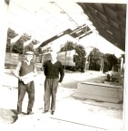 P. Gilroy and Tom Ryan during construction of Newman's Store at the old Kirkpatrick sawmill site, July 1969 Courtesy of David Gilroy